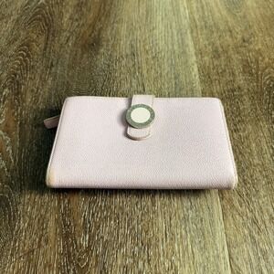 BVLGARI Colore Leather Long Bifold Wallet Light Baby Pink Vintage Glam Diva